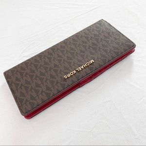 Michael Kors Brown Scarlet Red Bifold Wallet